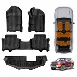 3D Floor Mats Set for Ford Everest 2015-2022 Heavy Duty All Weather Front Rear Car Mats Carpet Liner