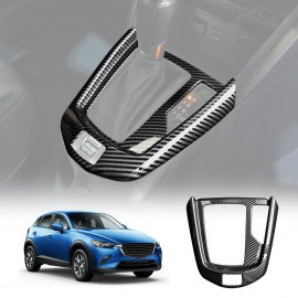 Carbon Fiber Style Center Console Gear Shift Cover Frame Trim Protector for Mazda CX-3 CX3 Auto 2015-2025