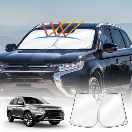 WindScreen Sun Shade for Mitsubishi Outlander 2012-2021 Blocks UV Rays Foldable Custom Wind Screen Sun Visor Protector