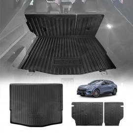 Boot Liner Kick Mats Set for Ford Mustang Mach-E 2023-Onwards All Weather Heavy Duty Cargo Car Trunk Back Seat Protector
