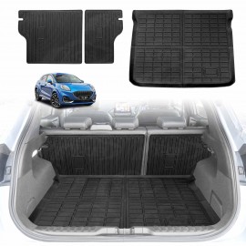 Boot Liner Kick Mats Set for Ford Puma 2020-2024 All Weather Heavy Duty Cargo Car Trunk Back Seat Protector