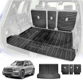 Boot Liner Kick Mats Set for Mercedes-Benz GLB Class 2020-Onwards All Weather Heavy Duty Cargo Car Trunk Back Seat Protector