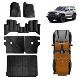 Heavy Duty Car Floor Boot Liner Back Seats Protector Kick Mats Cover for GWM Tank 300 Tank300 2023-Onwards Car Trunk Cargo Mat
