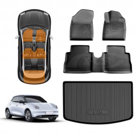 3D Floor Mats Boot Liner Set for GWM Ora 2023-Onwards All Weather Heavy Duty Cargo Car Trunk Luggage Tray
