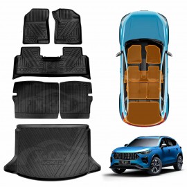 Floor Mats Boot Liner Set for GWM Haval Jolion 2024-Onwards All Weather Cargo Kick Mats Back Seat Protector Cover With Lower Boot Level