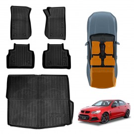 3D Floor Mats Boot Liner Set for Holden Special Vehicles Clubsport Sedan GEN-F GEN-F2 2013-2017 All Weather Heavy Duty Cargo Car Trunk Luggage Tray