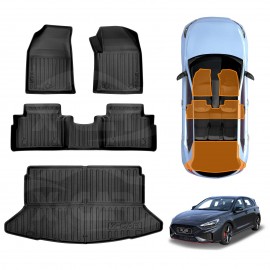 3D Floor Mats Boot Liner for Hyundai i30 Hatchback 2018-2025 All Weather Heavy Duty Cargo Car Trunk Luggage Tray