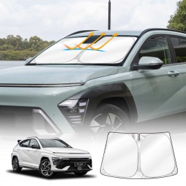 WindScreen Sun Shade for Hyundai Kona 2023-2025 Blocks UV Rays Foldable Custom Wind Screen Sun Visor Protector