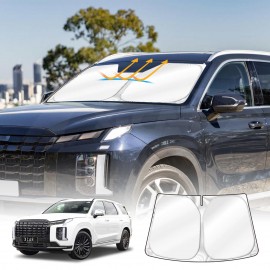 WindScreen Sun Shade for Hyundai Palisade 2020-2025 Blocks UV Rays Foldable Custom Wind Screen Sun Visor Protector