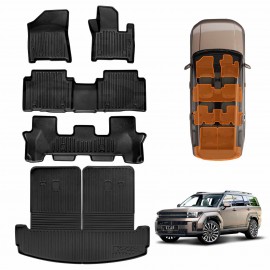 3D Heavy Duty All Weather Car Mats Boot Liner Floor Liner Full Set for Hyundai SantaFe Santa Fe 6/7 Seater 2024-Onwards Cargo Trunk Mat