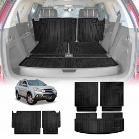 Boot Liners Set for Isuzu MU-X MUX 2013-2021 All Weather Heavy Duty Car Back Seat Protector Kick Mats 3-Pcs Trunk Cargo
