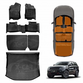 Floor Mats Boot Liner Set for Jeep Grand Cherokee 2011-2021 All Weather Heavy Duty Car Trunk Cargo Kick Mats Back Seat Protector Cover