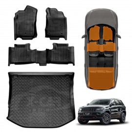 3D Floor Mats Boot Liner Set for Jeep Grand Cherokee 2011-2021 All Weather Heavy Duty Cargo Car Trunk Luggage Tray