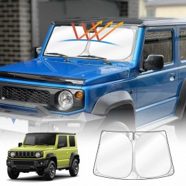 WindScreen Sun Shade for Suzuki Jimny 3-Door 2018-2025 Blocks UV Rays Foldable Custom Wind Screen Sun Visor Protector