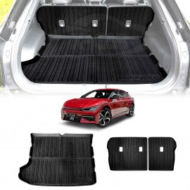 Boot Liner Set for Kia EV6 2021-Onwards All Weather Heavy Duty Car Trunk Back Seat Protector Cargo Kick Mats