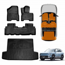3D Floor Mats Boot Liner Set for Kia EV5 2024-Onwards All Weather Heavy Duty Cargo Car Trunk Luggage Tray