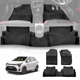 3D Floor Mats for Kia Picanto 2016-2025 Heavy Duty All Weather Car Mats Carpet Liner Set