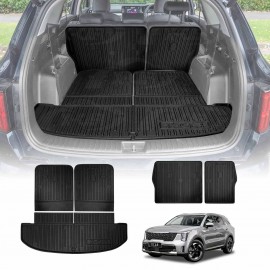 Boot Liners Set for Kia Sorento 2020-Onwards All Weather Heavy Duty Car Back Seat Protector Kick Mats 3-Pcs Trunk Cargo