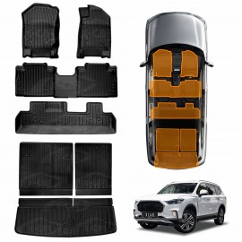 3D Floor Mats Boot Liners for LDV D90 2017-2024 Heavy Duty All-Weather Car Mats & 3 Pcs Version Trunk Cargo Tray