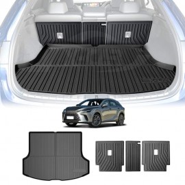 Boot Liner Kick Mats Set for Lexus RX350 RX350h RX500h 2022-Onwards All Weather Heavy Duty Cargo Car Trunk Back Seat Protector
