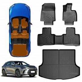 3D All-Weather Floor Mats Boot Liner Carpet for Lexus RX350 RX350h RX500h 2022-Onwards Heavy Duty Customized Car Floor Liners Full Set Carpet