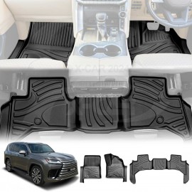 Floor Liner Complete Set Front Rear 2 Row Seat for Lexus LX Series LX500d LX600 2021-Onwards 3D Heavy Duty All Weather Car Mats 