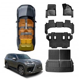 3-Pcs Boot Liner & Floor Mats for Lexus LX Series LX500d LX600 2021-Onwards Heavy Duty Cargo Trunk Mat Luggage Tray
