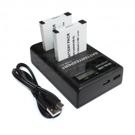 2x Replacement Battery + USB Dual Charger for Canon NB-6L Camera