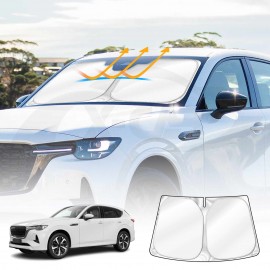 WindScreen Sun Shade for Mazda CX-60 CX60 2023-2025 Blocks UV Rays Foldable Custom Wind Screen Sun Visor Protector