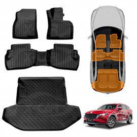 Front Rear Floor Mats Boot Liner for Mazda CX-8 CX8 2018-2024 Heavy Duty Customized Cargo Trunk Floor Liners Full Set Carpet