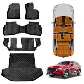 3D Floor Mats Boot Liner Set for Mazda CX-8 CX8 2018-2024 All Weather Heavy Duty Cargo Car Trunk Luggage Tray