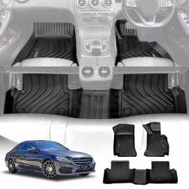 3D Floor Mats for Mercedes-Benz C-Class Sedan 2014-2022 Heavy Duty All Weather Car Mats Carpet Liner Set