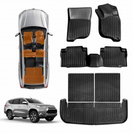 3D Floor Mats Boot Liner Set for Mitsubishi Pajero Sport 7 Seater 2015-2025 All Weather Heavy Duty Cargo Car Trunk Luggage Tray