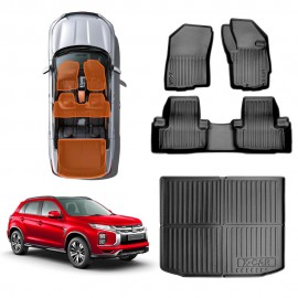 3D Floor Mats Boot Liner Carpet for Mitsubishi ASX 2010-2025 All-Weather Heavy Duty Cargo Trunk Mat Luggage Tray