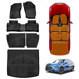 3D Floor Mats Boot Liner Set for Mitsubishi Eclipse Cross 2021-2025 All Weather Heavy Duty Cargo Kick Mats Back Seat Protector Cover