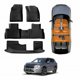 3D Floor Mats for Mitsubishi Outlander Petrol ZM 7 Seater 2021-Onwards Heavy Duty All Weather TPE Car Mats Carpet Liner Set
