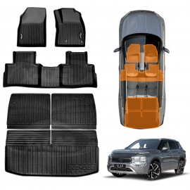 Floor Mats Boot Liner for Mitsubishi Outlander ZM 7 Seater 2021-2025 Heavy Duty Customized Car Floor Liners Full Set Carpet