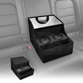 Back Seat Cooler Storage Box with Dual Cup Holders Foldable Insulated Rear Armrest Organiser Car Interior Accessories