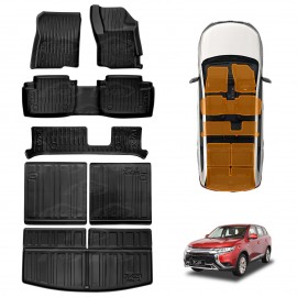 3D Floor Mats Boot Liners Set for Mitsubishi Outlander 2012-2021 All Weather Heavy Duty Cargo Car Trunk Luggage Tray