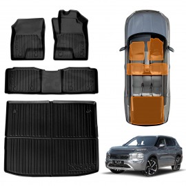 3D Floor Mats Boot Liner for Mitsubishi Outlander ZM Series PHEV 2021-2025 All Weather Heavy Duty Cargo Car Trunk Luggage Tray