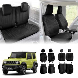 Seat Covers Full Set for Suzuki Jimny 3-Door 2018-Onwards Black Premium Vintage PU Leather Interior Accessories