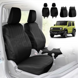 Front Seat Covers for Suzuki Jimny 3-Door 2018-Onwards Black Premium Vintage PU Leather Interior Accessories