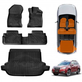 3D Floor Mats Boot Liner Set for Subaru Forester 2012-2018 All Weather Heavy Duty Cargo Car Trunk Luggage Tray