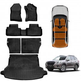 Floor Mats Boot Liner Set for Subaru Forester 2018-2024 All Weather Heavy Duty Cargo Kick Mats Back Seat Protector Cover
