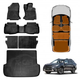 3D Floor Mats Boot Liner Set for Subaru Outback 2020-Onwards All Weather Heavy Duty Cargo Kick Mats Back Seat Protector Cover