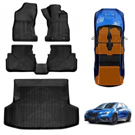 3D Floor Mats Boot Liner Set for Subaru WRX VB Series Auto 2022-Onwards All Weather Heavy Duty Cargo Car Trunk Luggage Tray