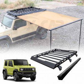 Roof Rack with Side Awning Set for Suzuki Jimny 3-Door 2018-Onwards Multi-Functional Expansion Platform 4WD Off-Road Acessories