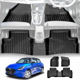 3D All-Weather Floor Mats for Suzuki Swift Auto Transmission 4th Gen 2024-Onwards Heavy Duty Customized Car Floor Liners Full Set Carpet