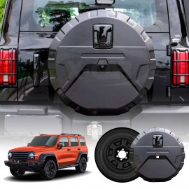 Spare Wheel Cover with Fake Tyre for GWM Tank 300 2023-Onwards Tire Protective case Exterior Modification Accessories Matt Black 