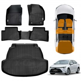 3D Floor Mats Boot Liner for Toyota Corolla Sedan 2019-2025 All Weather Heavy Duty Cargo Car Trunk Luggage Tray